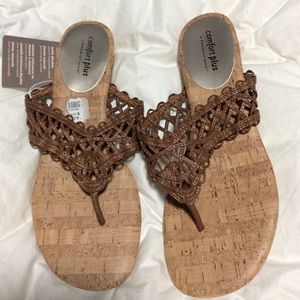 Comfort plus sandals. Cork and brown. Size 8. New.